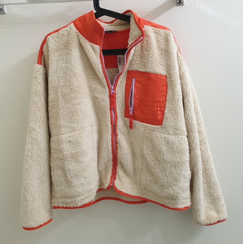 j crew sherpa neon pastel zipup